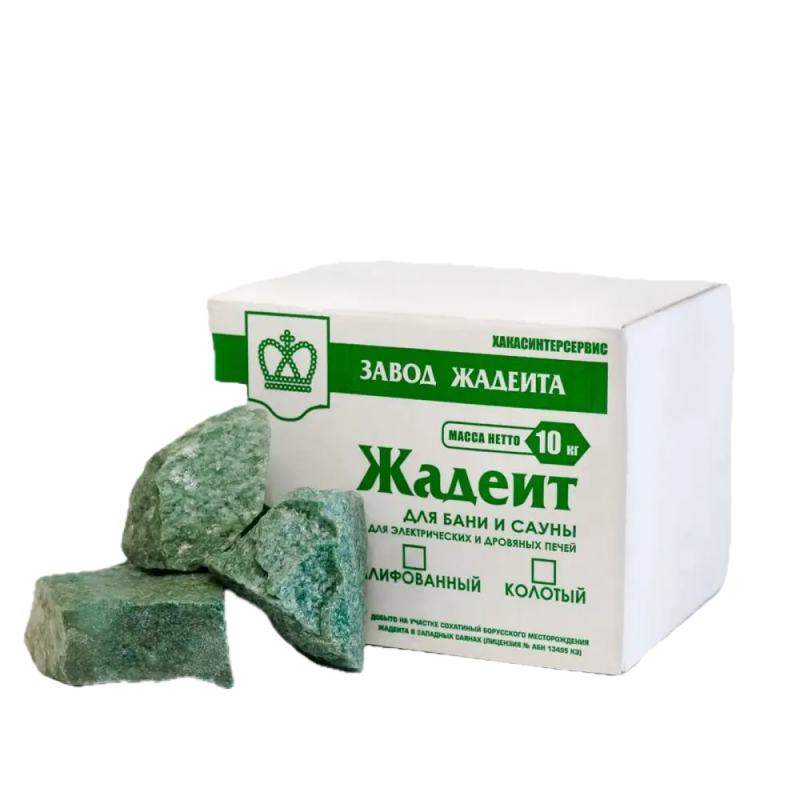 Камень для бани и сауны Жадеит колотый, 10 кг, средний