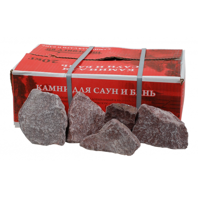 Камень для бани и сауны Малиновый кварцит колотый, 20 кг, средний